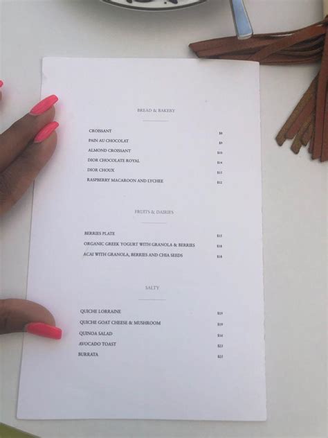 dior cafe miami menu.